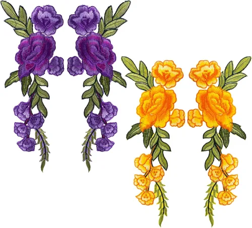 Parches para planchar con diseño de rosas vintage, 4 piezas, parches bordados para ropa, apliques florales, parches bordados para coser ropa,