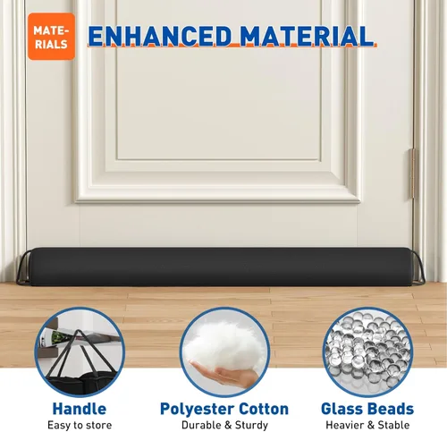 Vista 4 de MAGZO Tope de puerta de 30 pulgadas, paquete de 2 serpientes triangulares con peso para bloqueador de ruido de invierno con trabillas de gancho