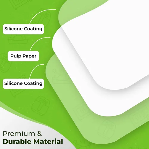 Vista 3 de Forros de papel desechables para freidora de aire, 100 piezas de papel de cocina de pergamino blanco de 7.9 pulgadas, apto para cestas grandes