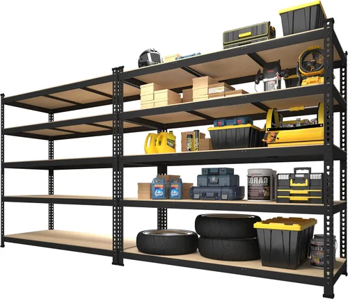 Vista 14 de PrimeZone Estantes de Almacenamiento para Garaje de Servicio Pesado Ajustables de 5 Niveles - 47" An x 18" Pr x 71" Al, Unidad de Estante de Rack