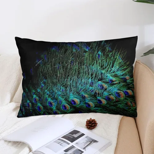 Vista 5 de Synthwave Fundas de almohada decorativas de plumas con purpurina verde azulado y dorado de 12 x 20 pulgadas, almohadas decorativas para decoración