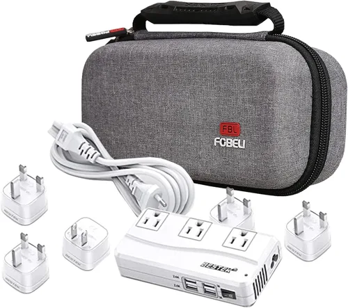 Vista 7 de FBLFOBELI Funda rígida de transporte para BESTEK/Ceptics 2000 W, adaptador de viaje universal de viaje de 220 V a 110 V convertidor de voltaje
