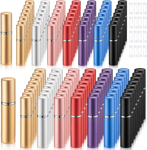 Vista 20 de Atomizadores recargables de perfume para viaje a granel, mini atomizador rociador con bomba dispensadora de recarga de perfume, herramienta de Negro