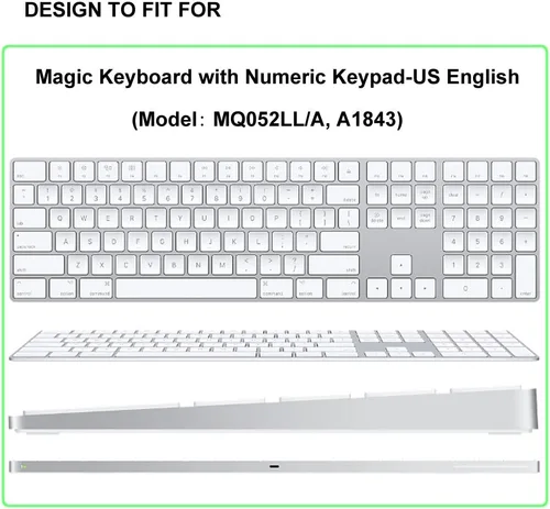 Vista 2 de ProElife Protector de silicona ultra fino para teclado mágico Apple iMac 2019-2017 con teclado numérico A1843 Teclado numérico inalámbrico Bluetooth