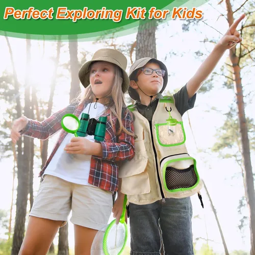 Vista 6 de YOPINSAND Kit de explorador para niños y kit de atrapa insectos, equipo de campamento para niños, juego de exploración al aire libre con chaleco