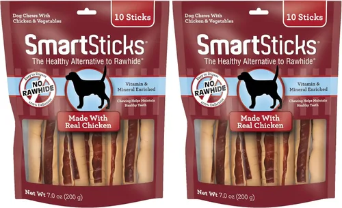Vista 11 de SmartBones - SmartSticks, Premia a tu perro con un masticable sin piel cruda hecho con pollo real y verduras, 10 palitos
