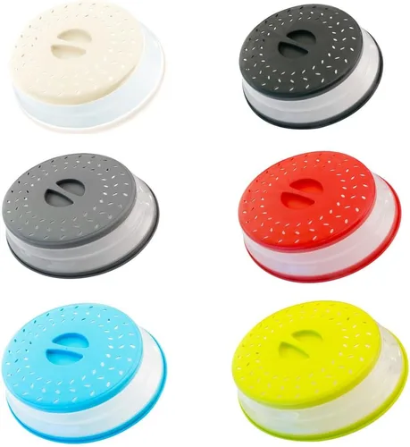Vista 7 de Cubierta plegable para salpicaduras de microondas, cubierta de plato de microondas con ventilación de vapor, silicona y plástico sin BPA