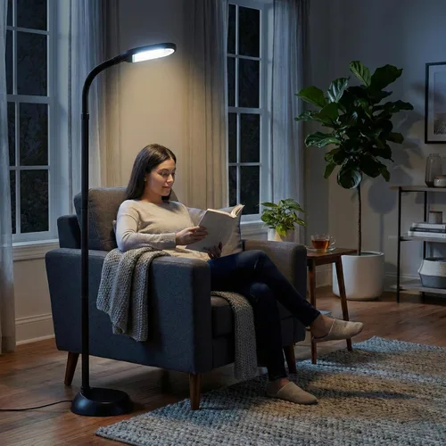 Vista 7 de Lavish Home - Lámpara de pie con luz solar y cuello de cisne ajustable