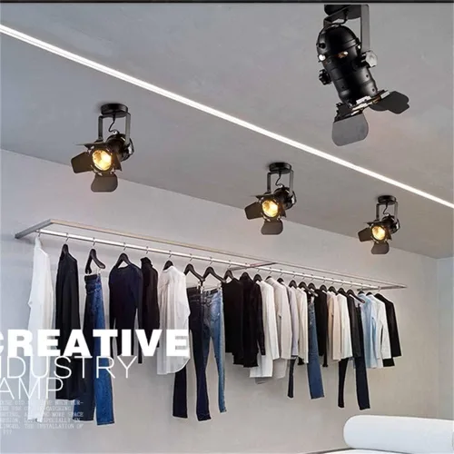 Vista 7 de E26 loft industrial focos de techo lámpara LED metal pista lámpara luces de techo lámpara para sala de estar pub bar café