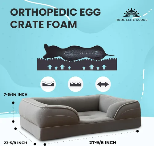 Vista 3 de Cama ortopédica para perros, sofá para mascotas de espuma viscoelástica con refuerzos, forro impermeable, funda lavable fácil de limpiar y parte