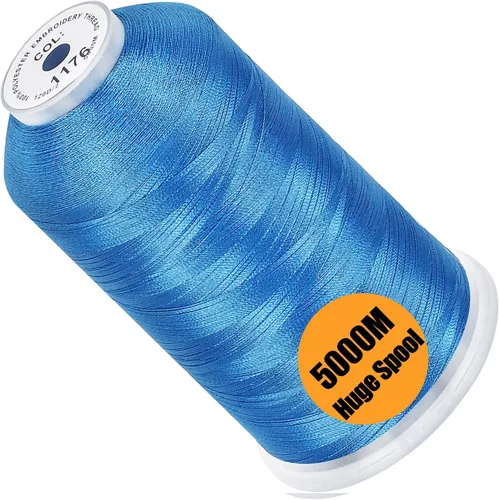 Vista 75 de New Brothread - Bobina única de 5000 m de hilo de poliéster para máquina de bordar 40WT para máquinas comerciales y domésticas - Rojo ámbar