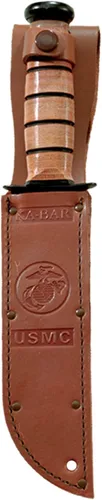 Vista 3 de KA-BAR USMC 125th Anniversary Cuchillo de hoja fija de 7 pulgadas con punta de clip 1095 Cro-Van Black Blade Ultramid Mango Negro