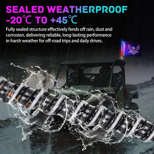 Vista 7 de Nilight Luz LED para látigo, 1 antena COB RGB de 2 pies con base de resorte, aplicación Bluetooth y control remoto, patrones de persecución