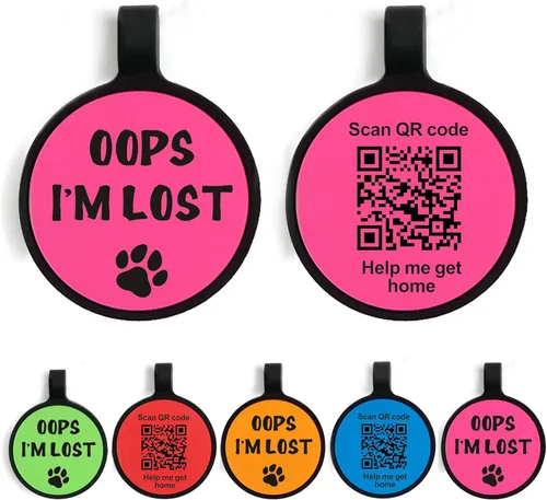Vista 14 de Etiqueta para perro con código QR grabada para mascotas, etiqueta de nombre de perro personalizada de silicona silenciosa, etiqueta