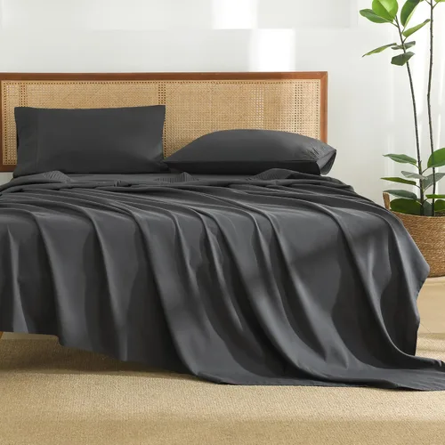 Vista 12 de Juego de sábanas Andency tamaño Queen de 4 piezas, sábanas súper suaves color Avena para cama tamaño Queen, juego de sábanas Queen de microfibra