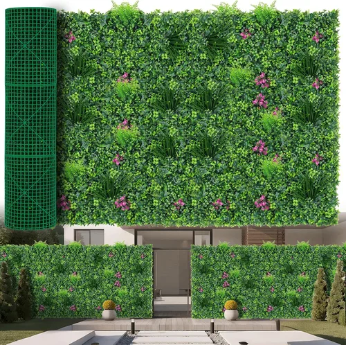 Vista 11 de Yangrass Paneles de fondo de pared de césped artificial, 20 x 40 pulgadas, 6 paneles de seto de boj pantalla de privacidad con protección UV