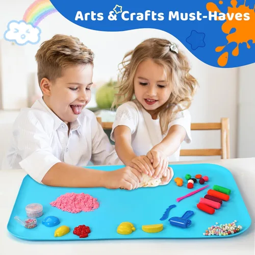 Vista 5 de Alfombrillas de silicona para manualidades para niños 61x41 cm – con borde elevado y antideslizante Alfombrilla de silicona reutilizable