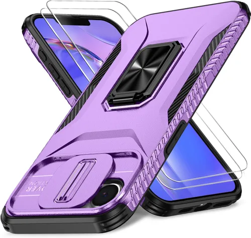 Vista 29 de Funda HakkTaoo para iPhone 13/iPhone 14 de 6.1 Pulgadas con Funda Deslizante para Cámara + Protector de Pantalla (2 Paquetes), Funda Protectora a