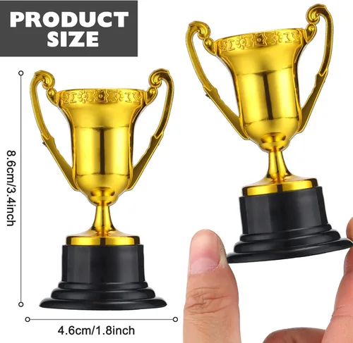 Vista 2 de Paquete de 40 mini trofeos a granel pequeños trofeos de plástico para niños de 3.4 pulgadas, taza de premio de oro para clase, recompensa escolar