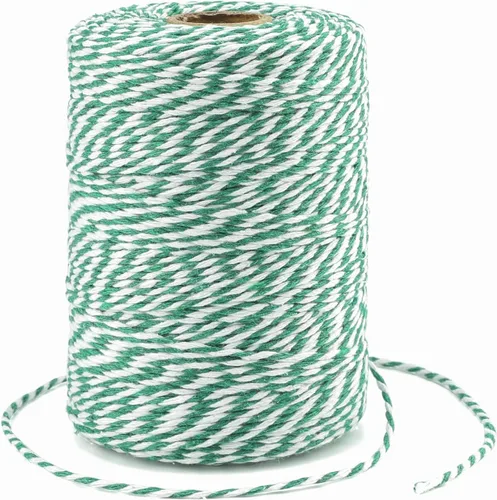 Vista 5 de G2PLUS Cuerda de Navidad, cuerda de algodón blanco y verde de 0.079 in, 656 pies, cuerda de envoltura de regalo para manualidades