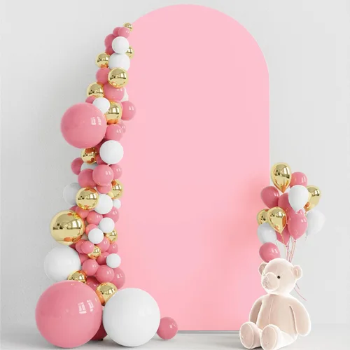 Vista 6 de Wokceer Cubierta de telón de fondo de arco de boda de 5 pies de elastano, ajustada, color blanco, cubierta de arco de boda con parte superior