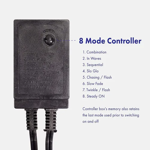 Vista 2 de Cuerda de luz LED blanca fría de 150 pies con 1656 luces LED, 8 modos de 1/2 pulgada de grosor, controlador conectable al aire libre, permanente