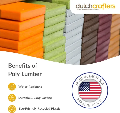 Vista 3 de DutchCrafters Slat Fan Back Poly Adirondack Swivel Glider Outdoor Patio Chair (Black)