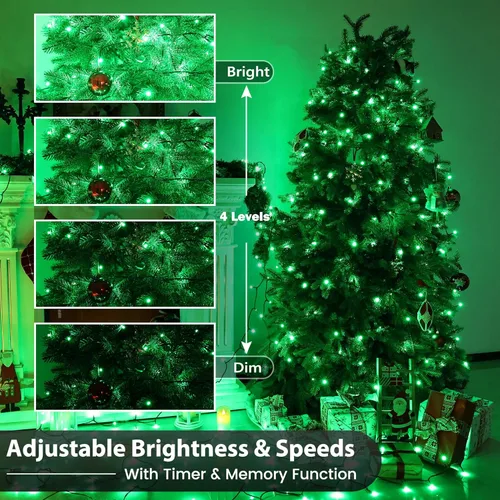 Vista 8 de Zeiliuled Guirnalda de luces de Navidad que cambian de color, 115 pies 300 luces LED de Navidad para exteriores con control remoto, luces de cadena