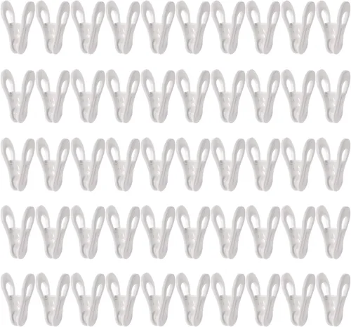 Vista 7 de Yopay Paquete de 50 clips para colgar perchas, colgador de plástico multiusos, pantalones de ropa fáciles de enganchar, clips fuertes para el hogar