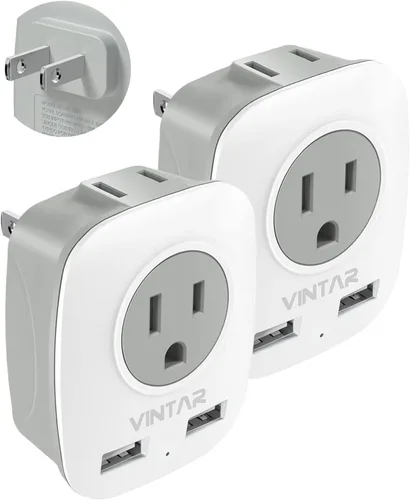 Vista 10 de VINTAR International - Paquete de 3 adaptadores de enchufe de viaje europeos, adaptador de enchufe de alimentación internacional con 2 salidas