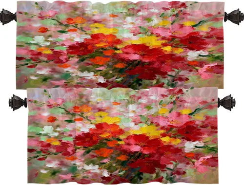 Vista 55 de Shrahala Cenefas de cocina con rayas clásicas azules, cortinas blancas para media ventana, tratamiento de ventana de poliéster multicapa para sala