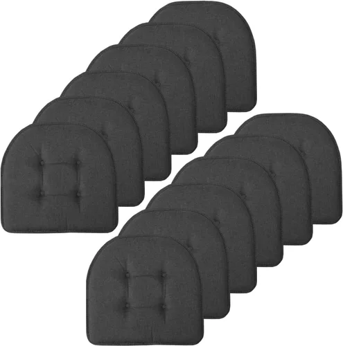 Vista 39 de Sweet Home Collection - Cojín de asiento de espuma viscoelástica y respaldo de caucho antideslizante con capitoné para silla, cojín en U, 17x16 Gris