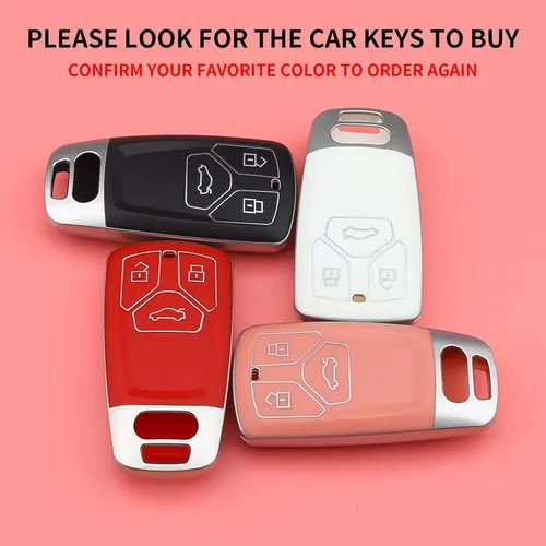 Vista 4 de Funda para llave de Audi, TPU suave especial compatible con Audi A3 A4 A6 Q5 Q7 TT SQ5 R8 S5