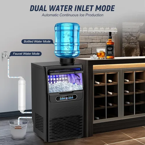 Vista 3 de SOZT® Commercial Ice Maker Machine, 100Lbs/24H Stainless Steel Under Counter Ice Machine, 20Lbs Storage Capacity, Self-Cleaning Freestanding Ice
