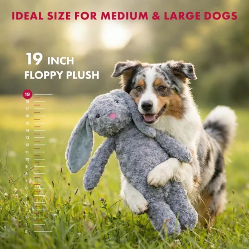 Vista 6 de Pet Lou Floppy - Juguete de peluche para perros sin relleno con papel chirriante y arrugado, juguetes masticables para perros, juguetes duraderos