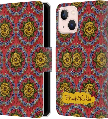 Vista 133 de Head Case Designs Funda con licencia oficial de Frida Kahlo Portrait Red Florals - Funda de piel tipo cartera compatible con Apple iPhone 14 Pro