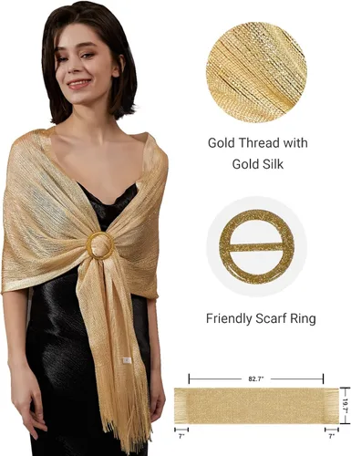 Vista 3 de MissShorthair Sparkly Shawls and Wraps for Evening DressesShawl Wraps for Women Wedding Party with Buckle
