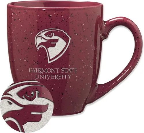 Vista 489 de Rico Industries NCAA Saint Joseph's (PA) Hawks Logo Principal Color Marrón 16 oz Logotipo del Equipo de Color Láser Grabado en Cerámica Moteada Taza