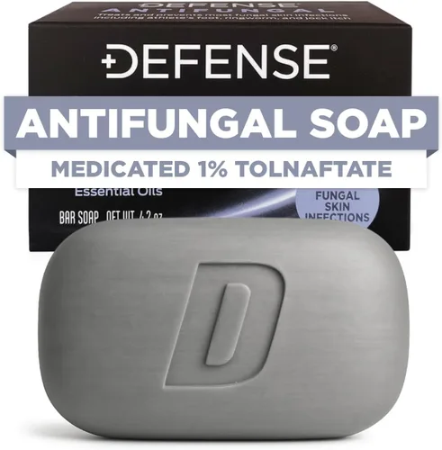 Jabón en barra antifúngico Defense | Picazón en las ingles, tiña, pie de atleta, hongos en la piel | Tratamiento antifúngico medicinal (una barra,