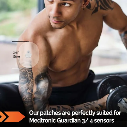 Vista 5 de Paquete de 20 parches para sensores Medtronic, parche impermeable Guardian 4 sensores, parches de sensor CGM precortados fáciles de usar, protegen