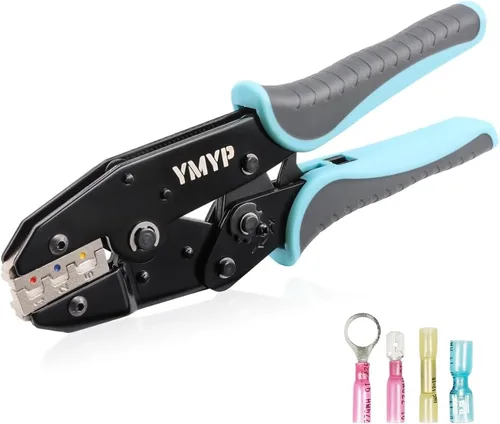 Vista 17 de Herramienta de prensado para manguitos, terminales de virola y extremos de cable de pasador, crimpadora de cables de trinquete - AWG 22-8