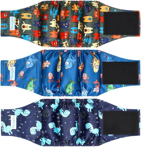 Vista 32 de Paw Legend Pañales lavables para perros machos, pañales reutilizables para cachorros y perros machos (paquete de 3, M)