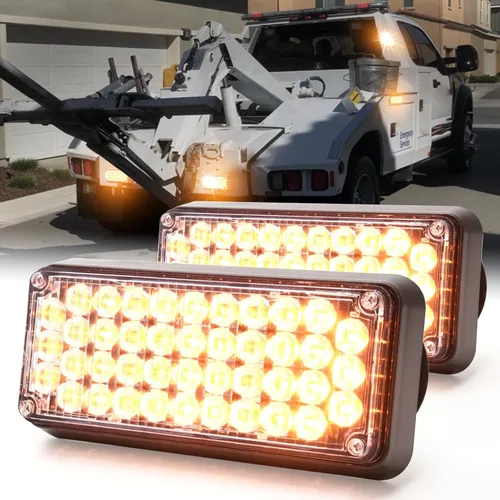 BooYu 2 piezas de luces de emergencia estroboscópicas LED alimentadas por batería con base magnética recargable, portátil, para parabrisas, techo,