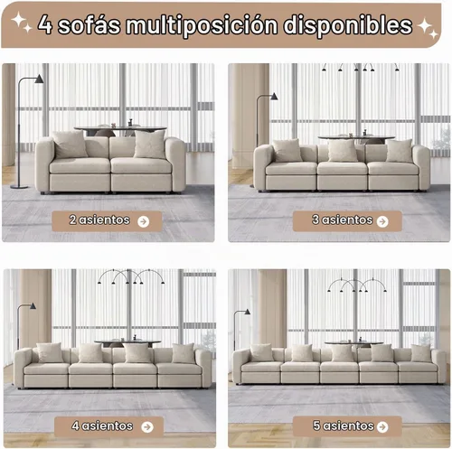 Vista 9 de Sofá modular modular de 3 plazas, terciopelo moderno con funda de cojín extraíble y lavable para espacios pequeños, marco de madera maciza, 108.66