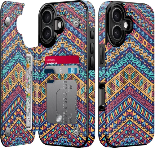 Vista 844 de LETO para iPhone 15 Pro Funda tipo cartera - Tapa tipo folio con patada - Diseños de moda - Tarjetero - Funda protectora para mujeres y niñas - 6.1