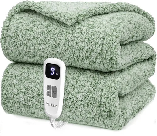 Vista 15 de Heated Blanket Electric Blanket Queen - Fast Heating Blanket Throw Dual Control Double Sided Sherpa with 10 Heating Levels & 2-10 Hours Auto Off