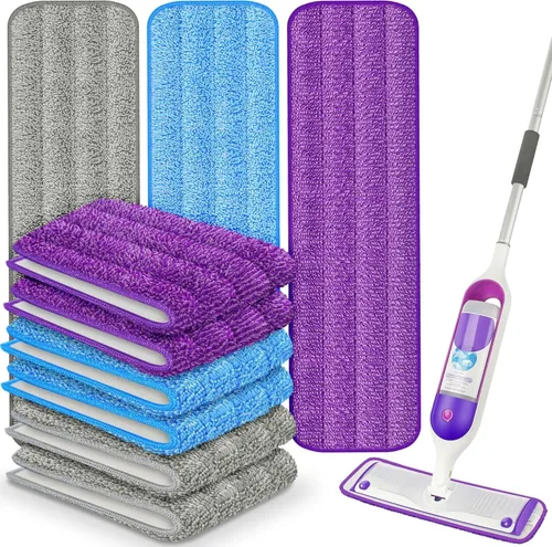 9 paquetes de almohadillas reutilizables para fregona compatibles con Swiffer PowerMop, repuestos de almohadillas de microfibra para fregona