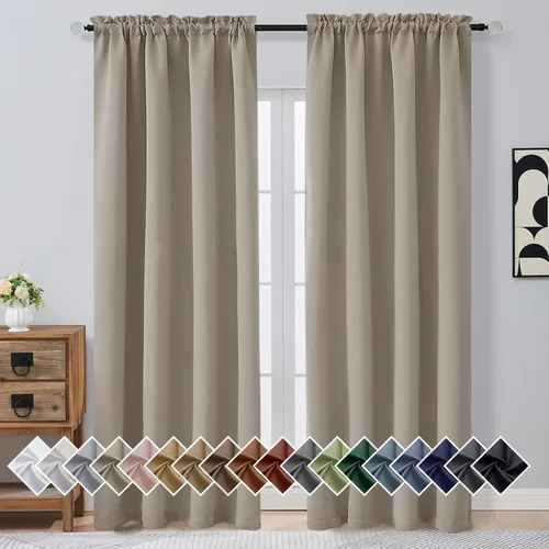Vista 267 de OVZME Aqua Blackout Curtains for Small Window Treatment, Light Blocking Short Kitchen Window Curtains Over Sink, Dual Rod Pocket Half Window Tiers