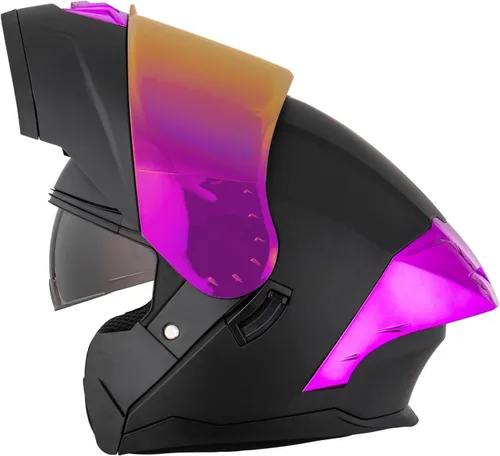 Vista 11 de Casco modular para motocicleta con diseño abatible, aprobado por el DOT con visera extra transparente, cascos de cara completa para motocicleta
