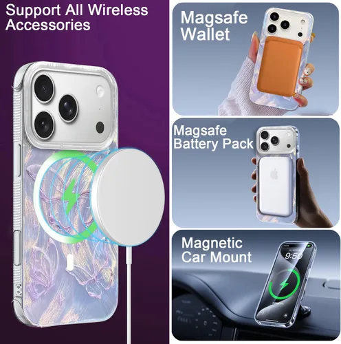 Vista 365 de I-MGAE-IN-AR - Funda diseñada para iPhone 12 y 12 Pro, diseño de mariposa plateada brillante, funda protectora de poliuretano termoplástico, suave